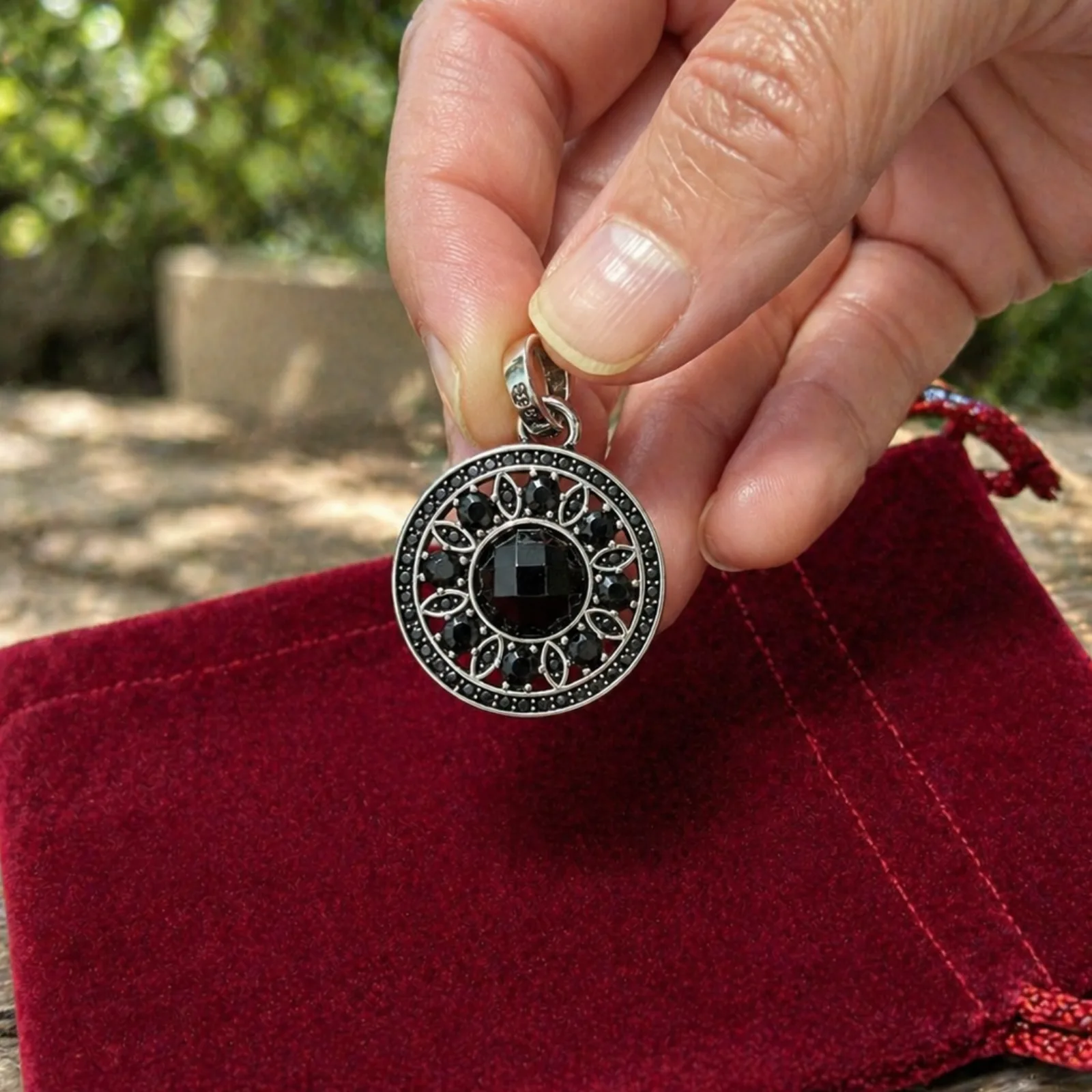 Filigree Style Round Charm Silver Pendant