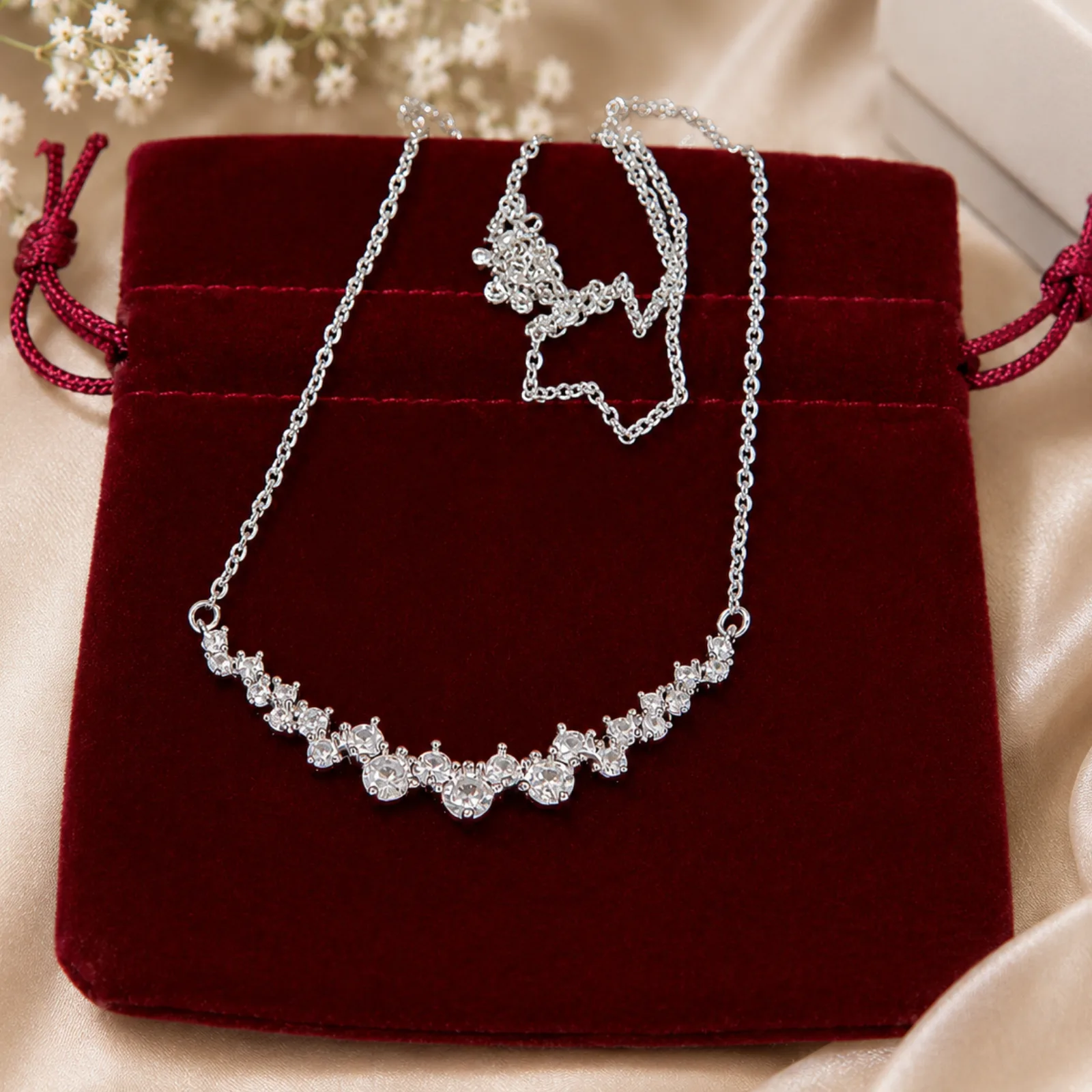 Sterling Silver Crystal Vine Necklace