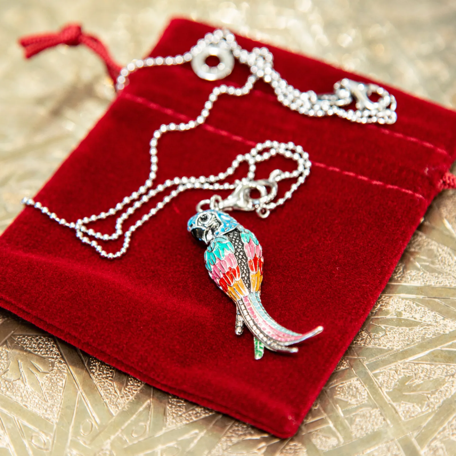 Handmade Enamel Parrot Charm Necklace campaign