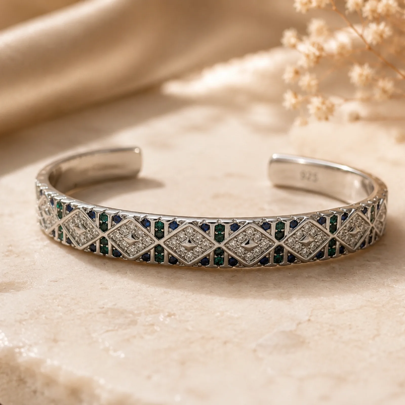 Vintage Mosaic Silver Bracelet
