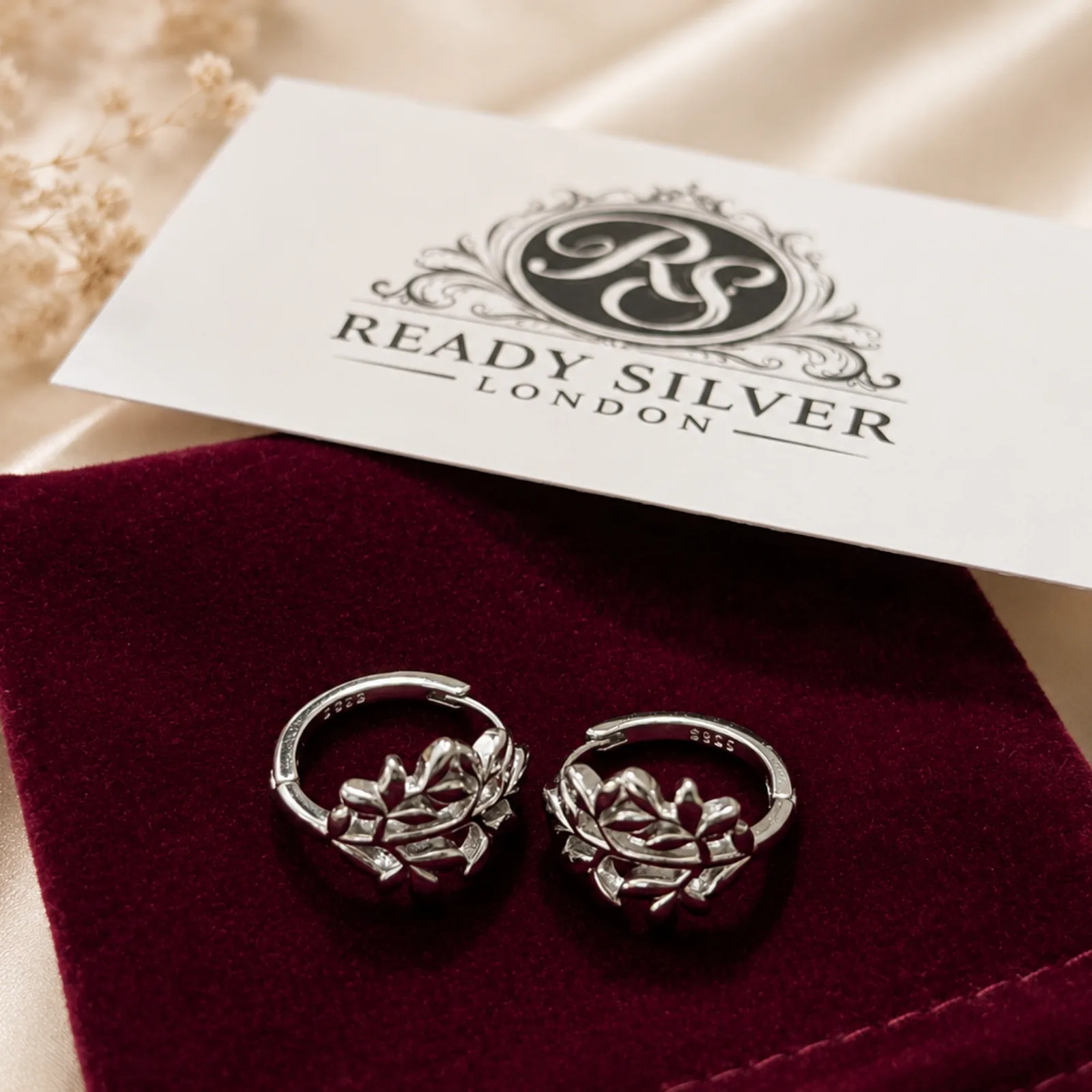 Olive Leaf Hoop Earrings